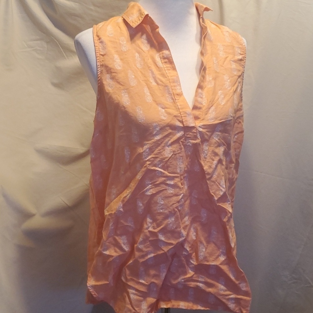 J.Crew Linen Pineapple Top SZ MD